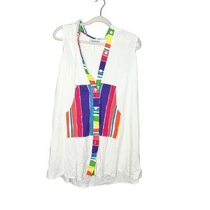 Vintage Blairsport Button Up Striped Rainbow Cover Up Small